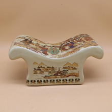 大清乾隆粉彩异域风情侍女图瓷枕脉枕床上摆件文玩古董仿古瓷收藏