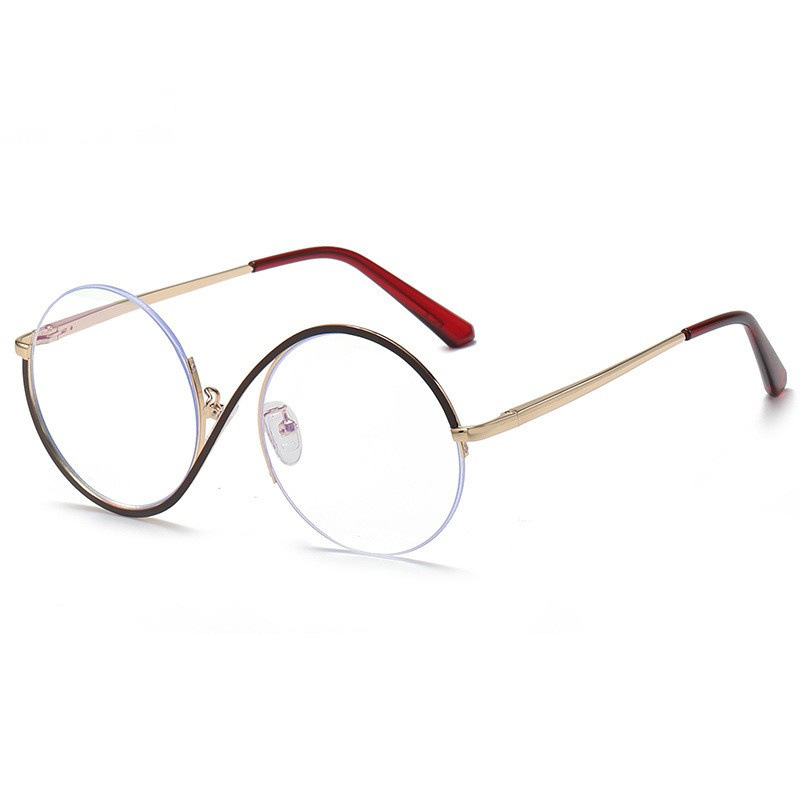 Elegant Simple Style Solid Color Pc Round Frame Half Frame Optical Glasses display picture 1