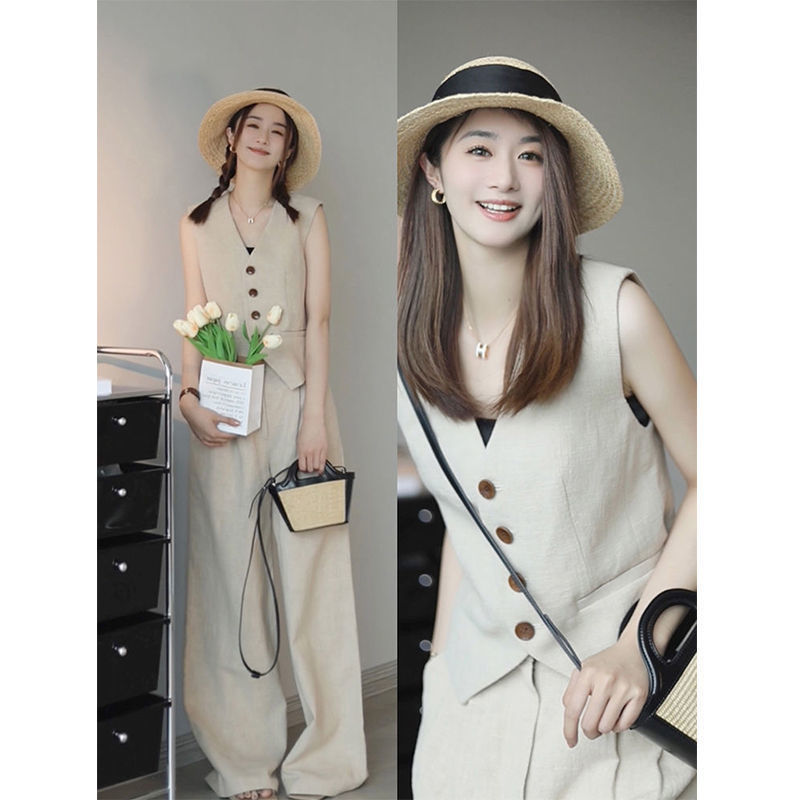 Summer Women's Suit, Light Luxury, High-End, Cool Style, Fashionable, Small Fragrance, Fashionable and Western-Style Suit and Vest Two-Piece Set