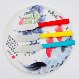 Manufacturer in stock supply stainless steel butter knife suit cheese knife plastic handle spatula butter knife