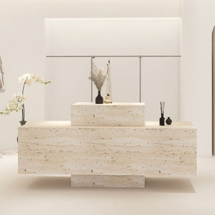 Center Island Display Table for Women's Clothing Store, Shoe and Bag Store, Travertine Flowing Water Table, Jewelry Display, Clothing Store Center Island Table