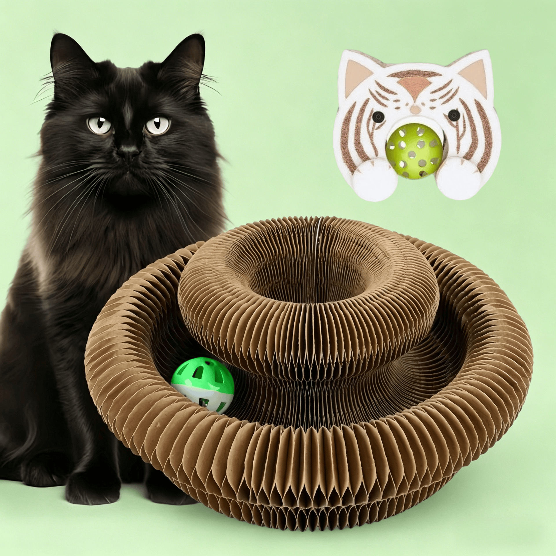 Órgano mágico para gatos agarrar tablero juguete para gatos auto-hi alivio de aburrimiento con campana papel corrugado resistente al agarramiento plegable juguete para gatos