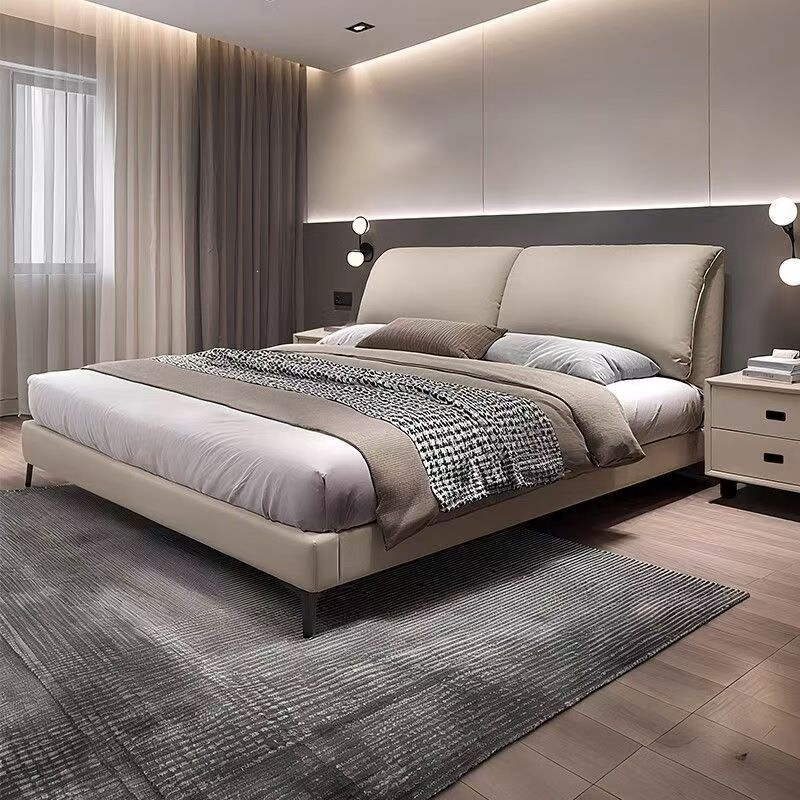 Italian minimalist modern simple small apartment large bed master bedroom storage double bed double wedding bed Italian minimalist modern simple small apartment large bed master bedroom storage double bed double wedding bed