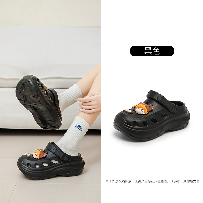 Zapatos con agujeros para mujer 2025 nuevos zapatos de playa de dibujos animados de moda linda verano suela gruesa aumento sandalias antideslizantes mujeres