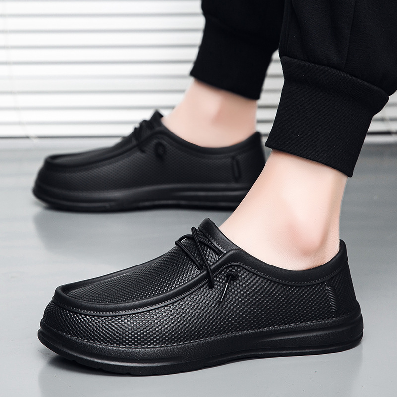 Nuevos zapatos de chef para hombres, zapatos de trabajo casuales antideslizantes e impermeables de gran tamaño, sandalias de un pie de moda deportiva al aire libre para hombres