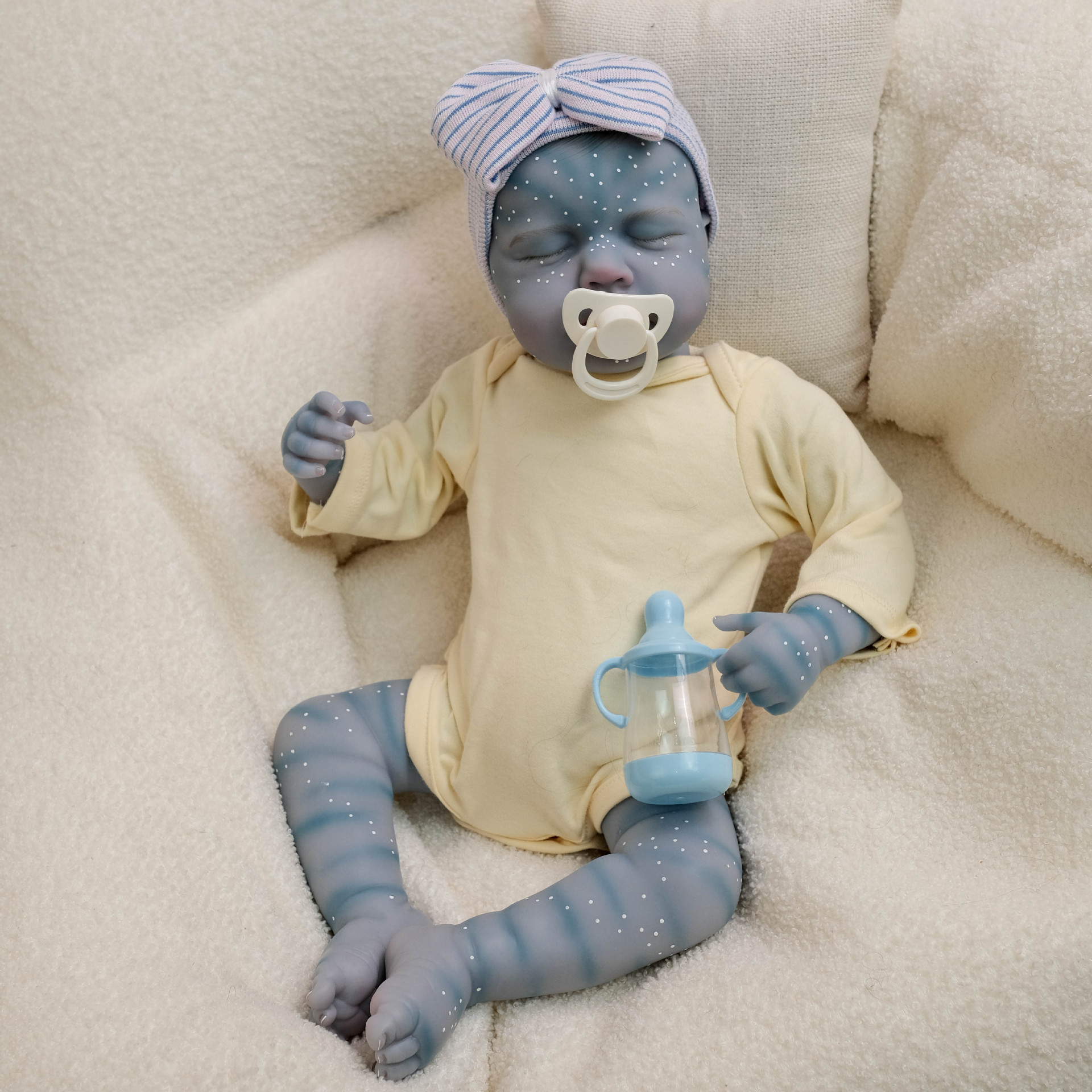 19inch mameco amarillo claro LOULOU Avatar muñeca de simulación pintada a mano para enviar juguetes para niños