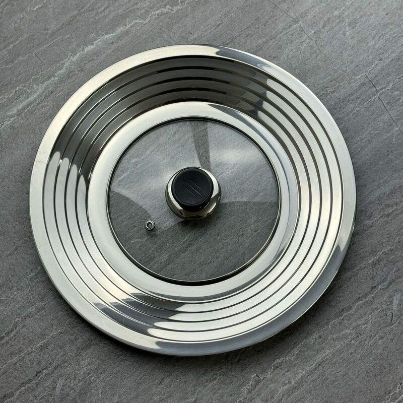 Stainless Steel Combination Glass Lid 24-32cm Multi-Purpose Cover with Transparent Tempered Anti-Spill Household Cover Hot Sale