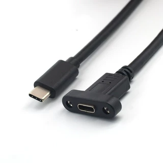 type-c公对母延长线带耳朵  USB3.1公对母带螺母带耳朵延长线