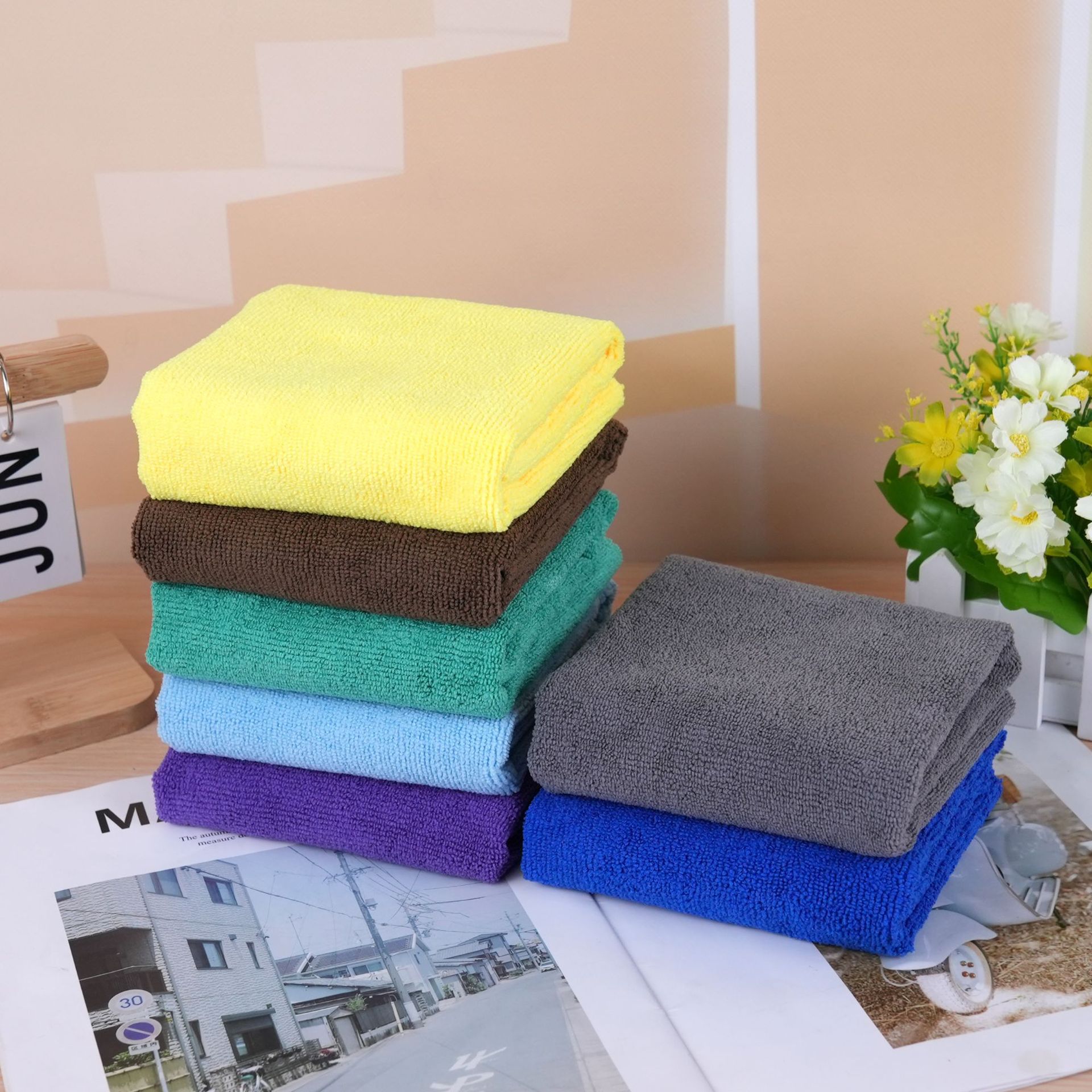 Toalla de secado de pelo tejida, toalla de limpieza de microfibra para coche, paño de limpieza que no se desprende ni se decolora, suave y agradable para la piel, con gran capacidad de eliminación de manchas.