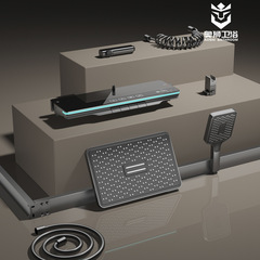 Spa Chlorine Removal Skin Beautifying Constant Temperature Digital Shower Head Set Gun Ash Bathroom Copper Square Tube Wall Mounted Pressure Shower