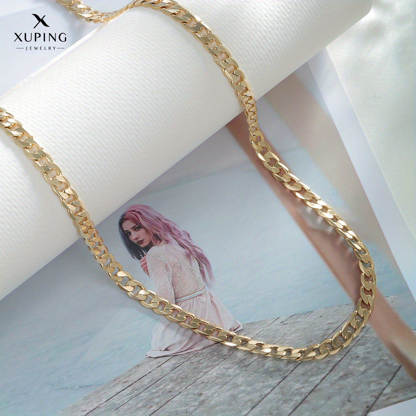 Xuping joyería galvanizado de aleación de cobre transfronterizo estilo europeo y americano simple clásico cadena collar al por mayor