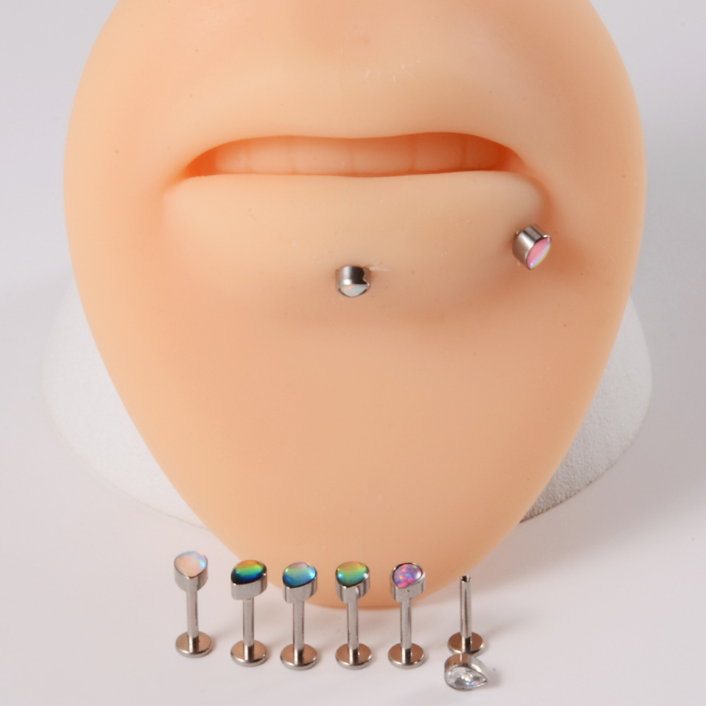 1 Piece Quantity Street Occasion 1 Piece Ear Cartilage Rings & Studs Simple Style Water Droplets G23 Titanium Synthetic Opal Resin Plating Inlay Synthetic Opal Resin Rhinestones