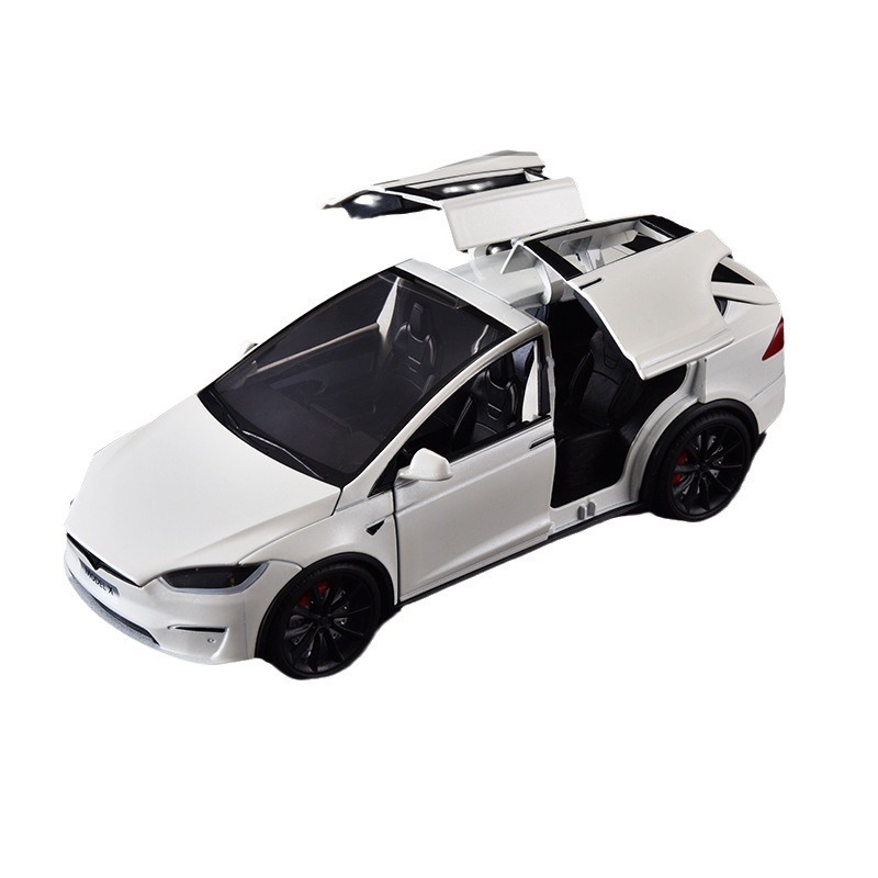 XLG modelo de coche de aleación 1 a 24 tesila modelX con sonido y luz tire hacia atrás de coches de juguete modelo de música adornos