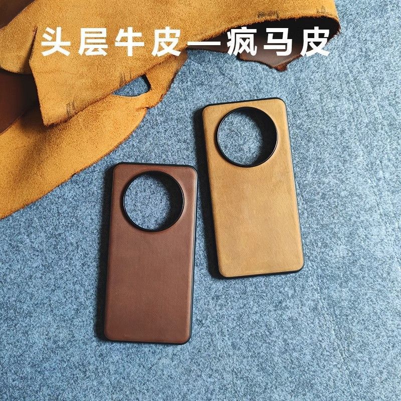 For Samsung Galaxy Z Fold5 Flip4 3 2 mobile phone case real head layer cowhide crazy horse pattern W24 23