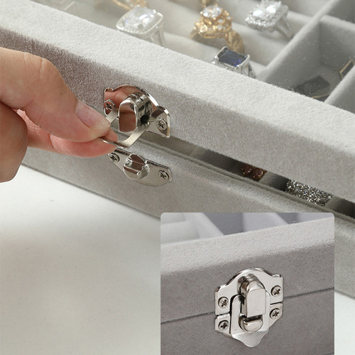 Large-capacity velvet jewelry box, new ring necklace, earrings, earrings storage box, high-end finishing box, dust-proof box