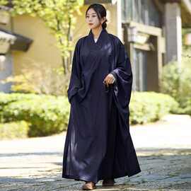 男衣女款秋冬不透明长衫台湾麻纱禅修服海青居士服潮流新款
