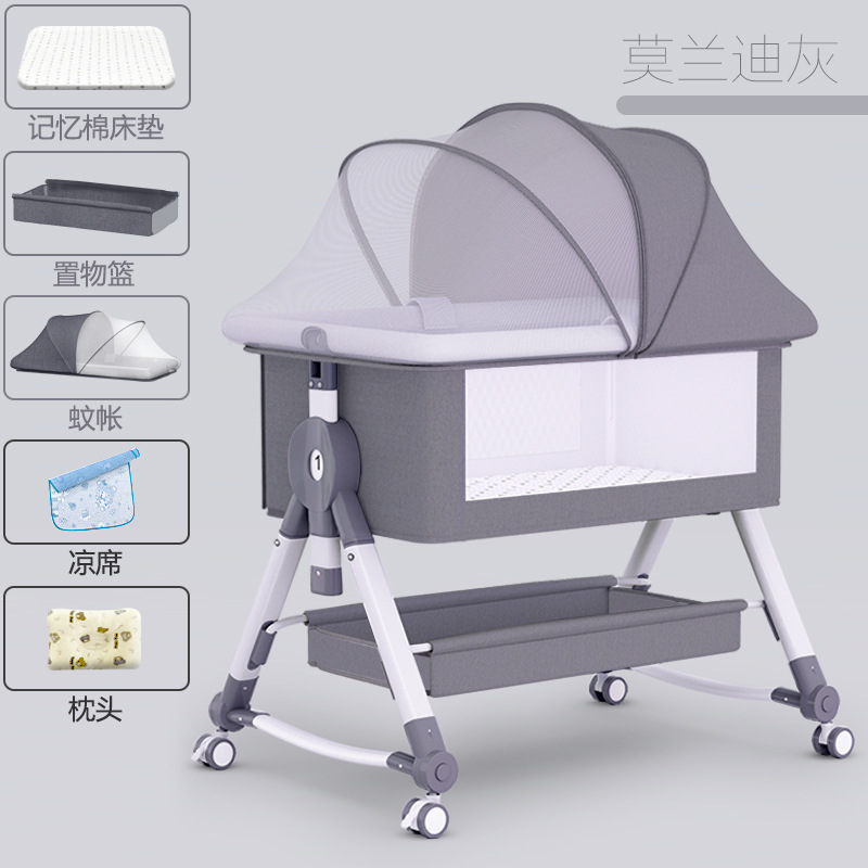 Cama para bebés de asiento plegable empalmado cama grande multifuncional portátil extraíble cama para bebés cuna cama