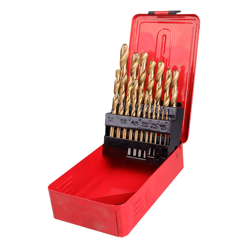 19 25 piezas de acero de alta velocidad torcedura combinación de taladro de titanio taladro de hierro taladro metálico en caja