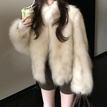 冬季2025新款皮毛一体立领毛茸茸大衣感晕染仿狐狸毛皮草外套女