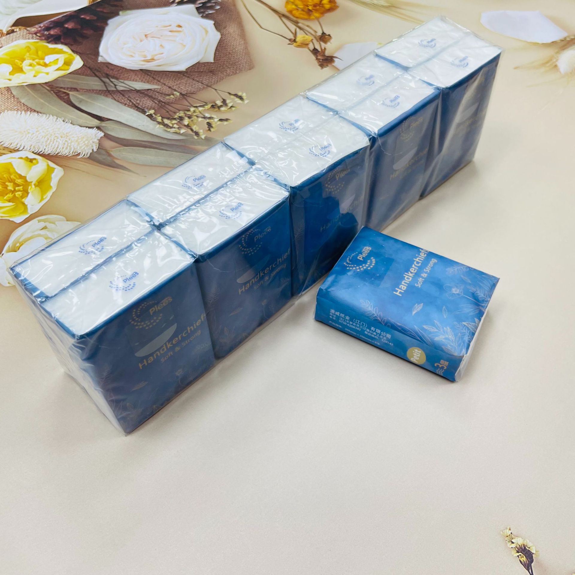 厂价出口迷你手帕纸3层或4层口袋卫生洁面纸优质餐巾纸