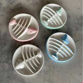 宠物慢食碗外贸陶瓷猫碗狗碗小型犬猫咪防噎缓食防打翻陶瓷宠物碗