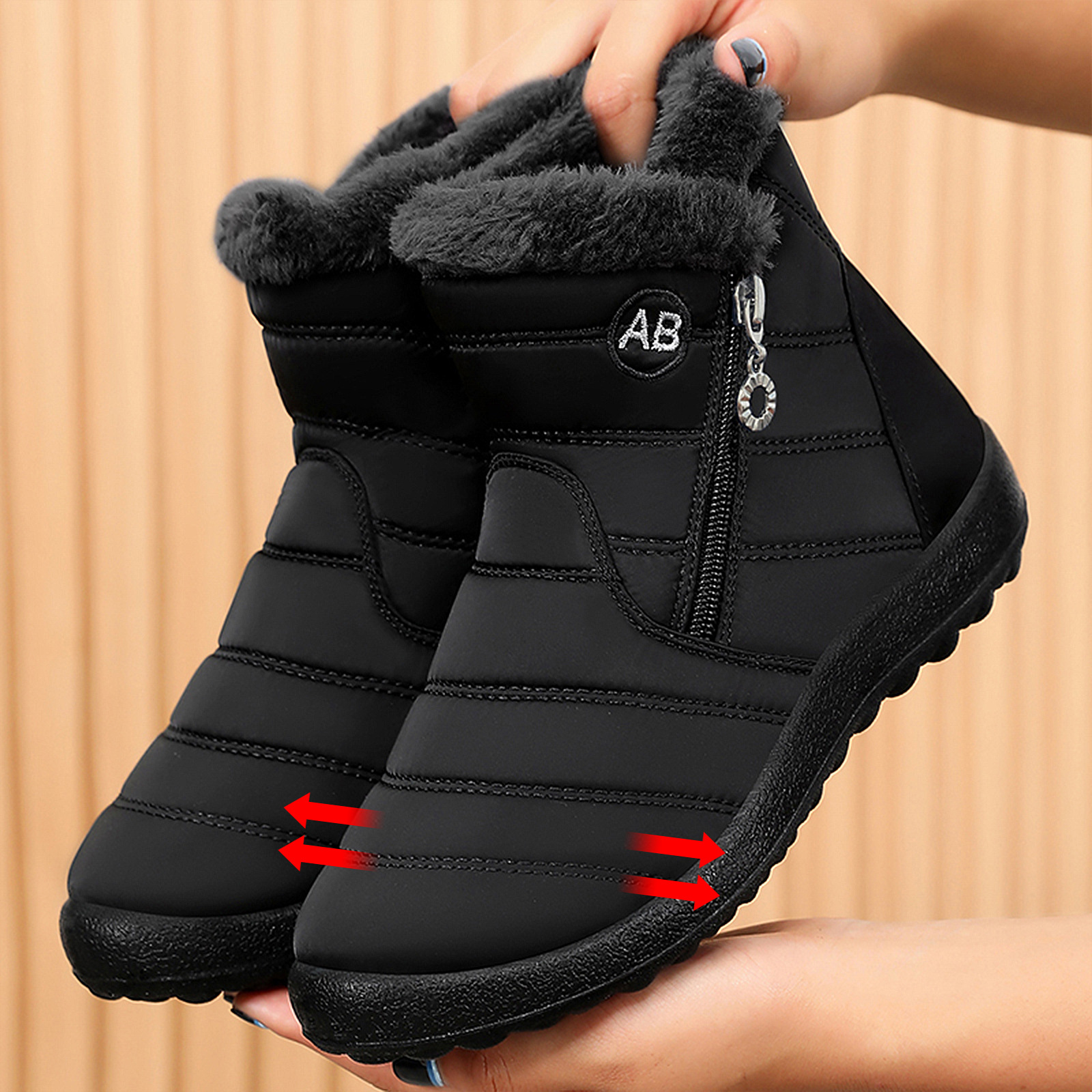 Zapatos de algodón de invierno de mujer procesamiento único de poliuretano personalizado botas de algodón transfronterizas de tamaño grande más vello grueso botas de nieve cálidas
