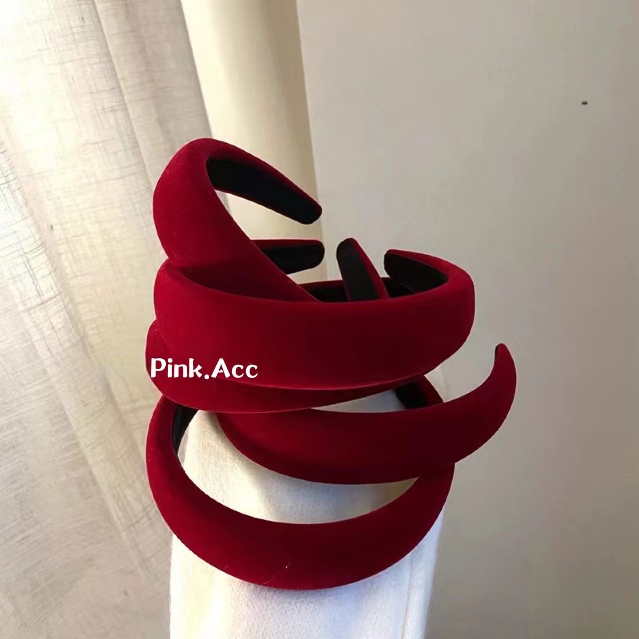 Fall New Arrival! Instagram Style Chinese Red Velvet Classic Series Headband with Sponge High Crown Hairpin Accessory for Women