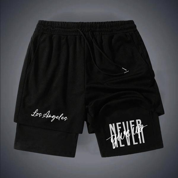 2024 Summer New Cross-border E-commerce Hot Trendy Shorts Men's Adult Double-layer Sports Fitness Casual Shorts