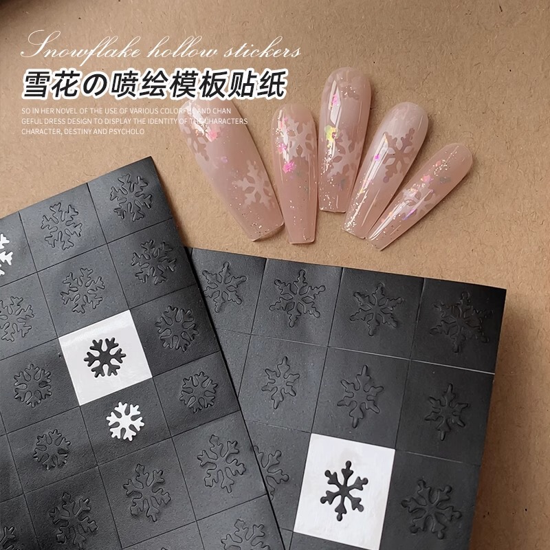 Nail Art Jewelry Snowflake Hollow Spray Painted Template Sticker Christmas New French Scent Dye Spray Painted Super Fairy Nail Decal