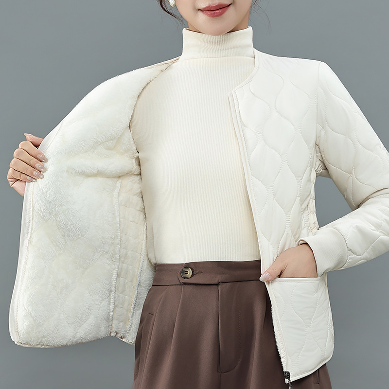 女款加绒内胆新款冬季内穿打底小棉袄防寒保暖柔软亲肤加厚棉服女