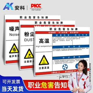 安全风险点告知牌职业病危害告知牌粉尘噪声高温职业危害告知卡