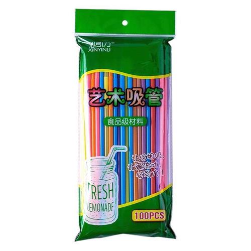Factory direct sales art long straw disposable single-branch curved colored food grade beverage milk tea children's high temperature resistance