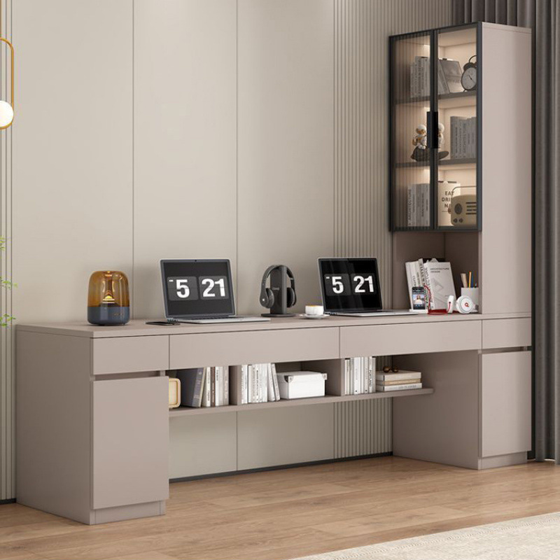 Computer Desk Integrated Household Desk Bookcase Study Desk Writing Desk Modern Simple Solid Wood Light Luxury Double Desk Computer Desk Integrated Household Desk Bookcase Study Desk Writing Desk Modern Simple Solid Wood Light Luxury Double Desk