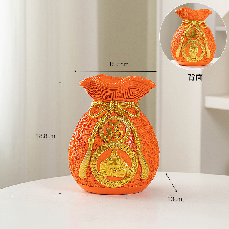 Chino suerte bolsa florero resina decoración casa fortuna significado bolsa de ahorro de la sala de TV decoración del gabinete