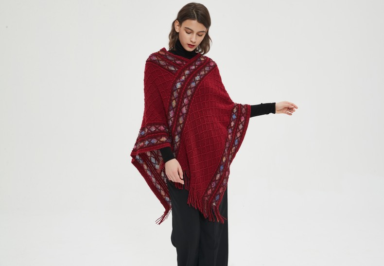 Mantella unisex vintage in maglia tinta unita in stile etnico_voghion.com