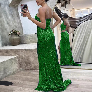 European and American Middle East Foreign Trade Cross-Border Wholesale Slit Dress Banquet Evening Dress Dress Celebrity Birthday Party