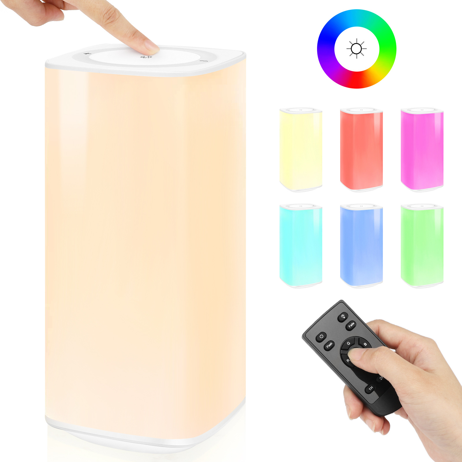 Nuevo control remoto táctil noche luz Pat lámpara dormitorio lámpara de noche creativa colorido faro Amazon caliente
