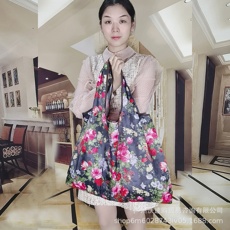 Portable foldable supermarket shopping bag large capacity bag 210D Oxford bag handbag large printed environmental protection bag