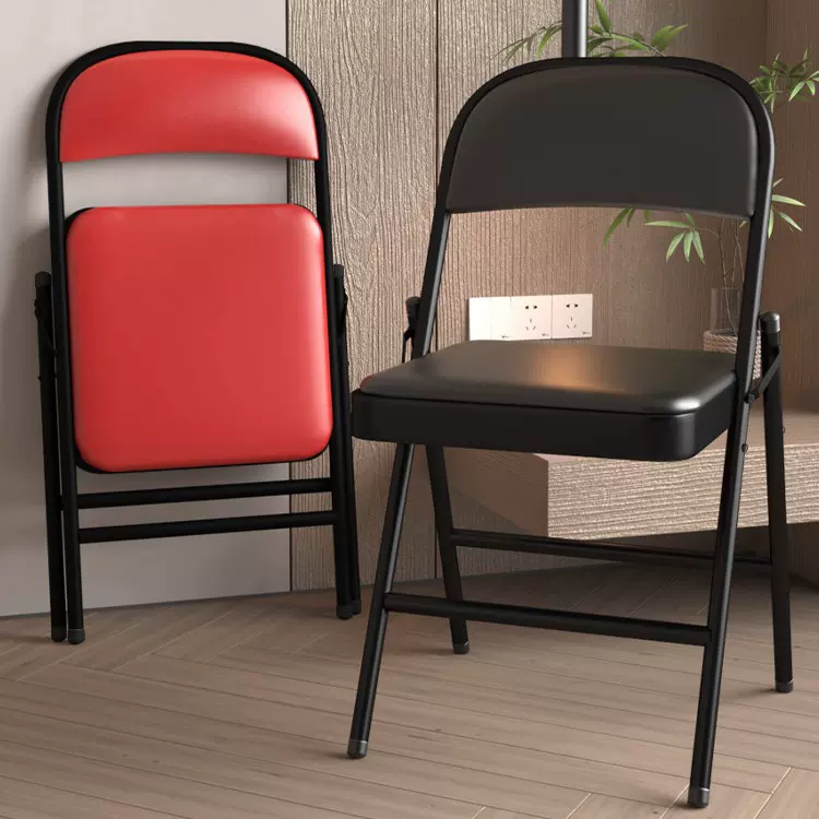 折叠椅子便携家用简易宿舍靠背椅凳会议办公电脑皮革椅简约餐椅