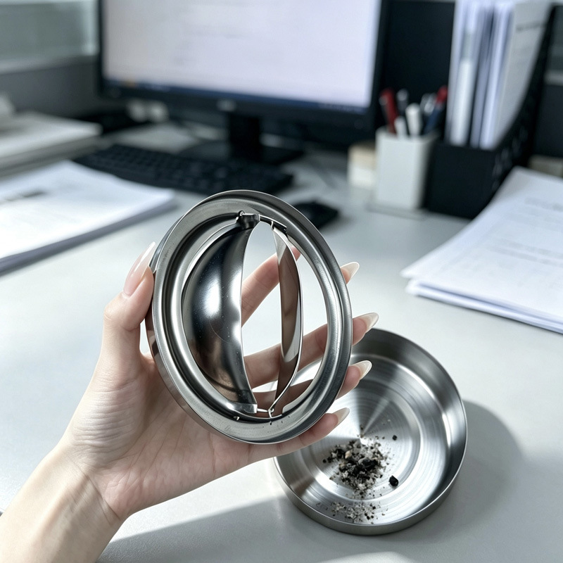 Stainless steel ashtray, creative and personalized, prevents ash from flying, high aesthetic value, inlaid with diamonds, suitable for hotels, homes, and offices