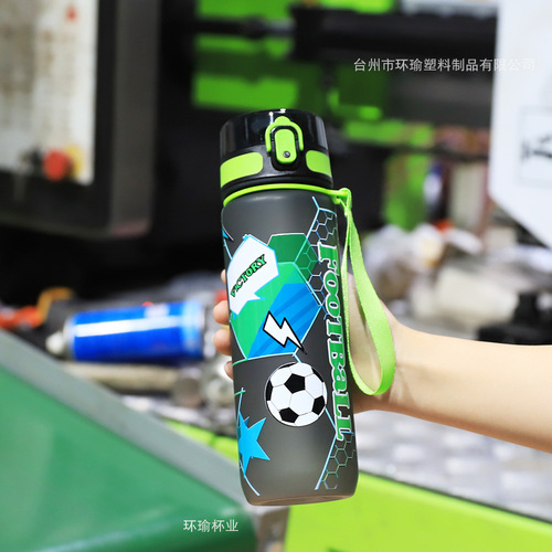 Cross-border 1L/750ml sports water bottle large capacity plastic cup water bottle fitness outdoor sanding UV cartoon water bottle