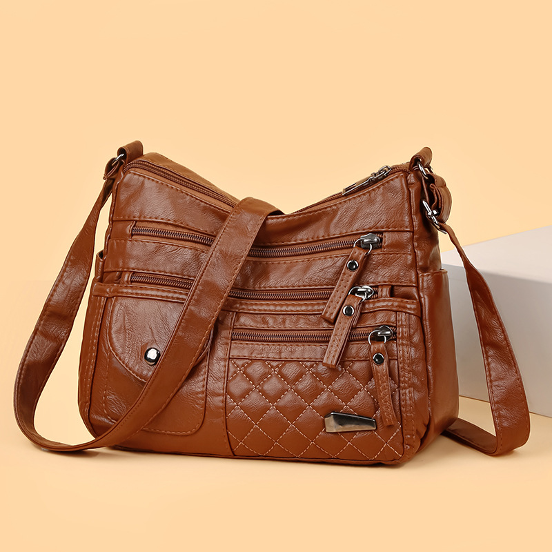 Cross-border Fashion Shoulder Bag 2025 Autumn and Winter New Large Capacity Fashion Mother Bag Multi-layer Bag Soft Leather Bag