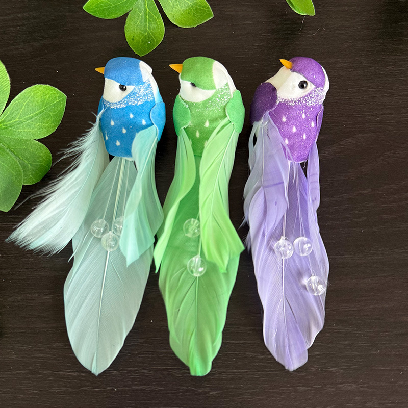 Lanzamiento de nuevos productos, plumas de simulación, diamantes brillantes, pájaros/plumas reales/pájaros de espuma, adornos de diseño de pájaros falsos, accesorios de fotografía decorativos image 3