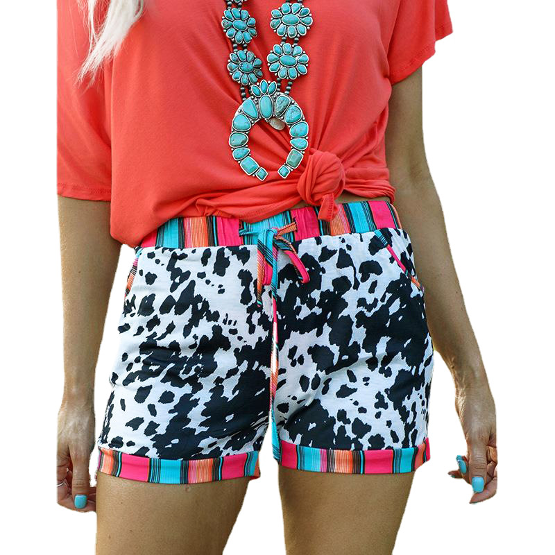 Leopard Strappy Waist Casual Colorful Shorts