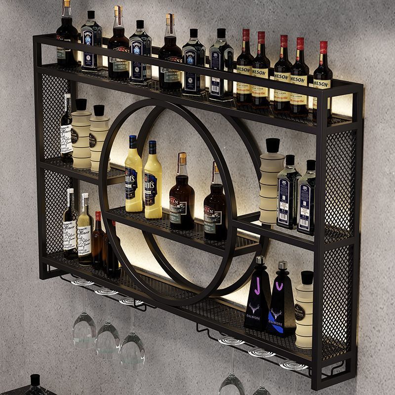 Iron Bar Wine Rack Wall-Mounted Wine Cabinet Bar Storage Rack Red Wine Wall Home Display Rack Restaurant Wall-Mounted