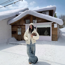 平湖羽绒服2025新款黄色排骨羽绒服外套女90白鸭绒连帽轻薄保暖