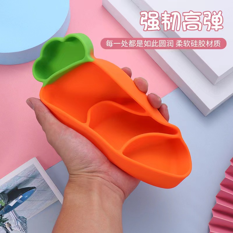 (Cross-border trading), carrot children's silicone creative dinner plate for supplementary food for mother and baby, tableware for baby, set 3