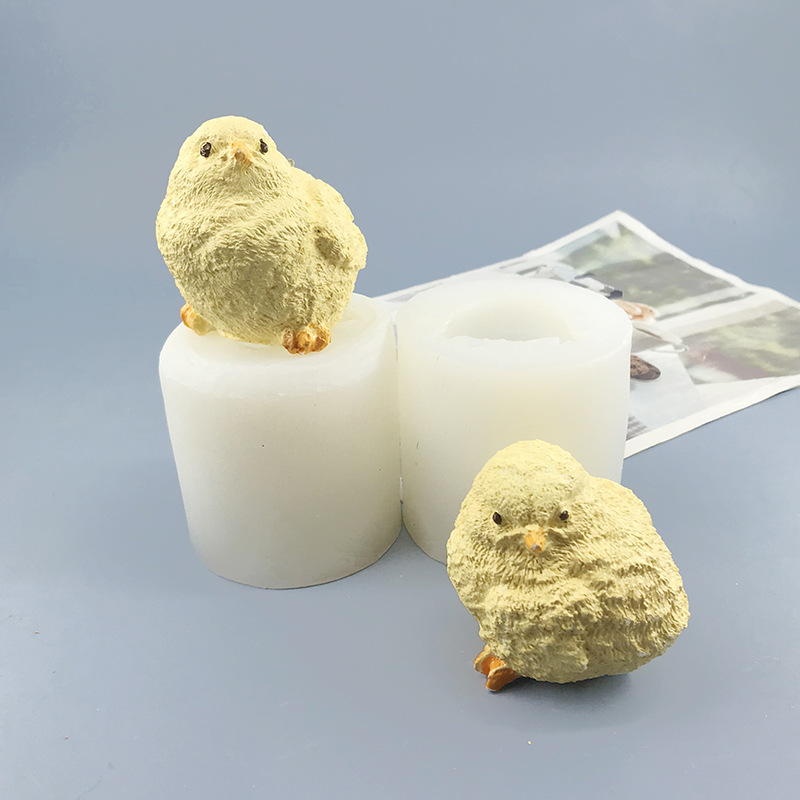 3D Little Yellow Chicken Squishy Mold DIY Handmade Casting Mold Cartoon Chicken Can Be Used for Squishy Food-Grade Silicone Mold