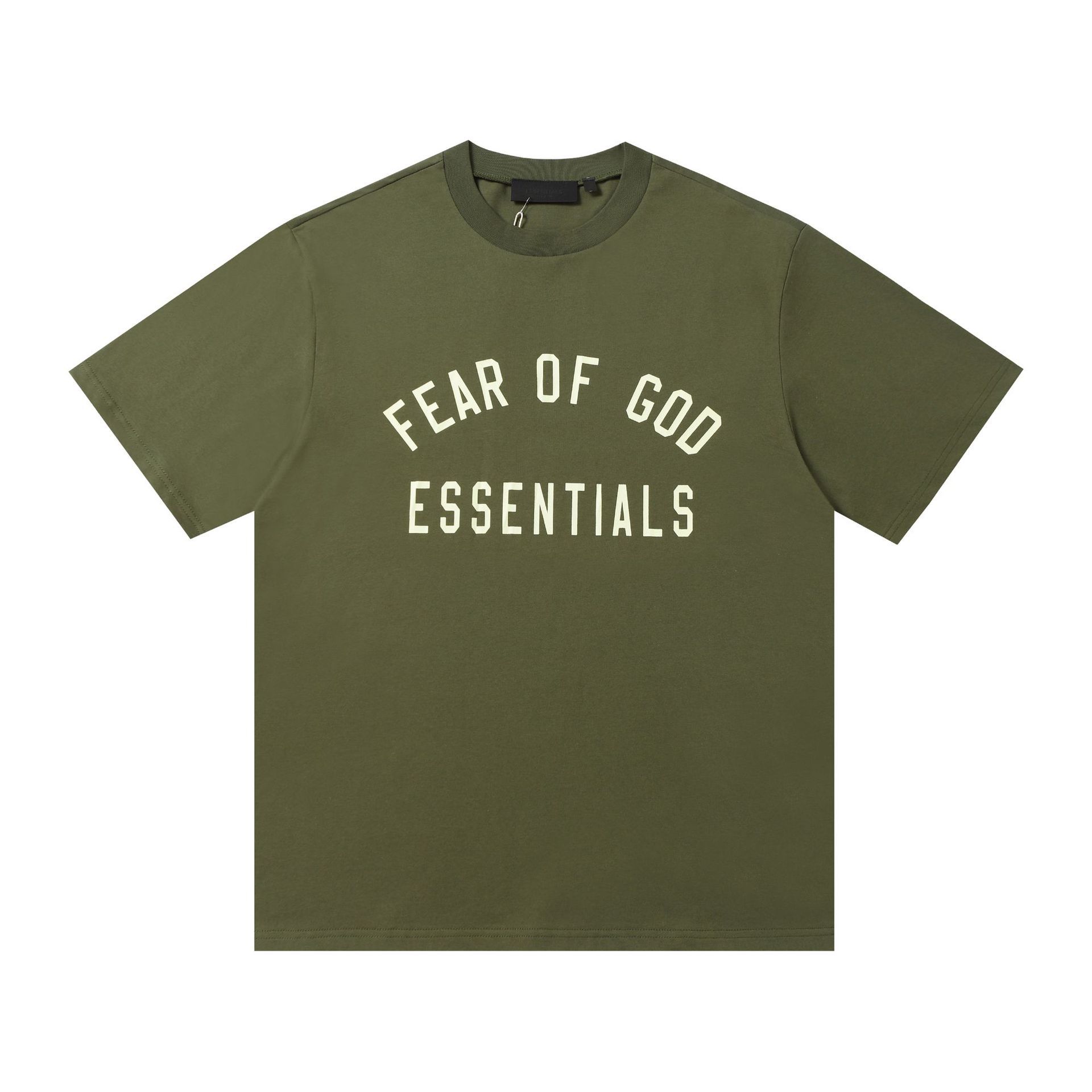 Una pieza de la marca de moda FOG de doble línea ESSENTIALS letra con lema impreso camiseta de manga corta para hombres y mujeres media manga en la calle
