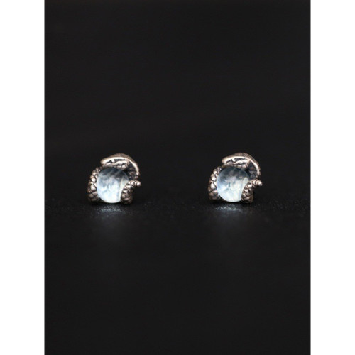 Medusa Eye Pure Silver S925 Small Snake Topaz Men and Women Couple Earrings Simple and Small Cold Style Earrings